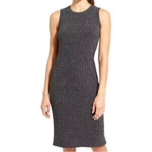 ATHLETA Gray Melange Sleeveless Stretch Ribbed Knit‎ Sweater Dress Sz. XS